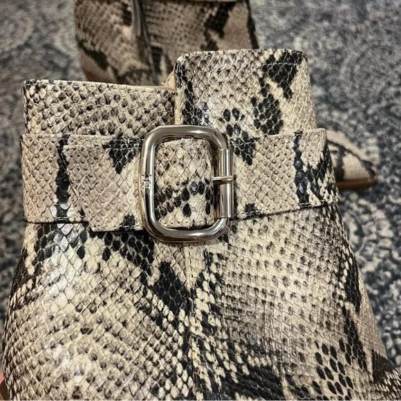 NWT SAM EDELMAN Leonia Buckle Pointed Toe Snakeskin Ankle Booties - Picture 8 of 12